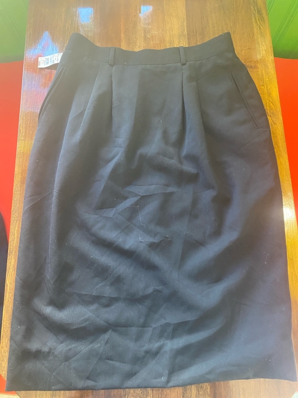 Brooks Brothers Black Pleated Front Pencil Skirt